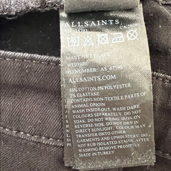 All Saints Mast Jeans Black Skinny in Size 28 - Picture 11 of 16